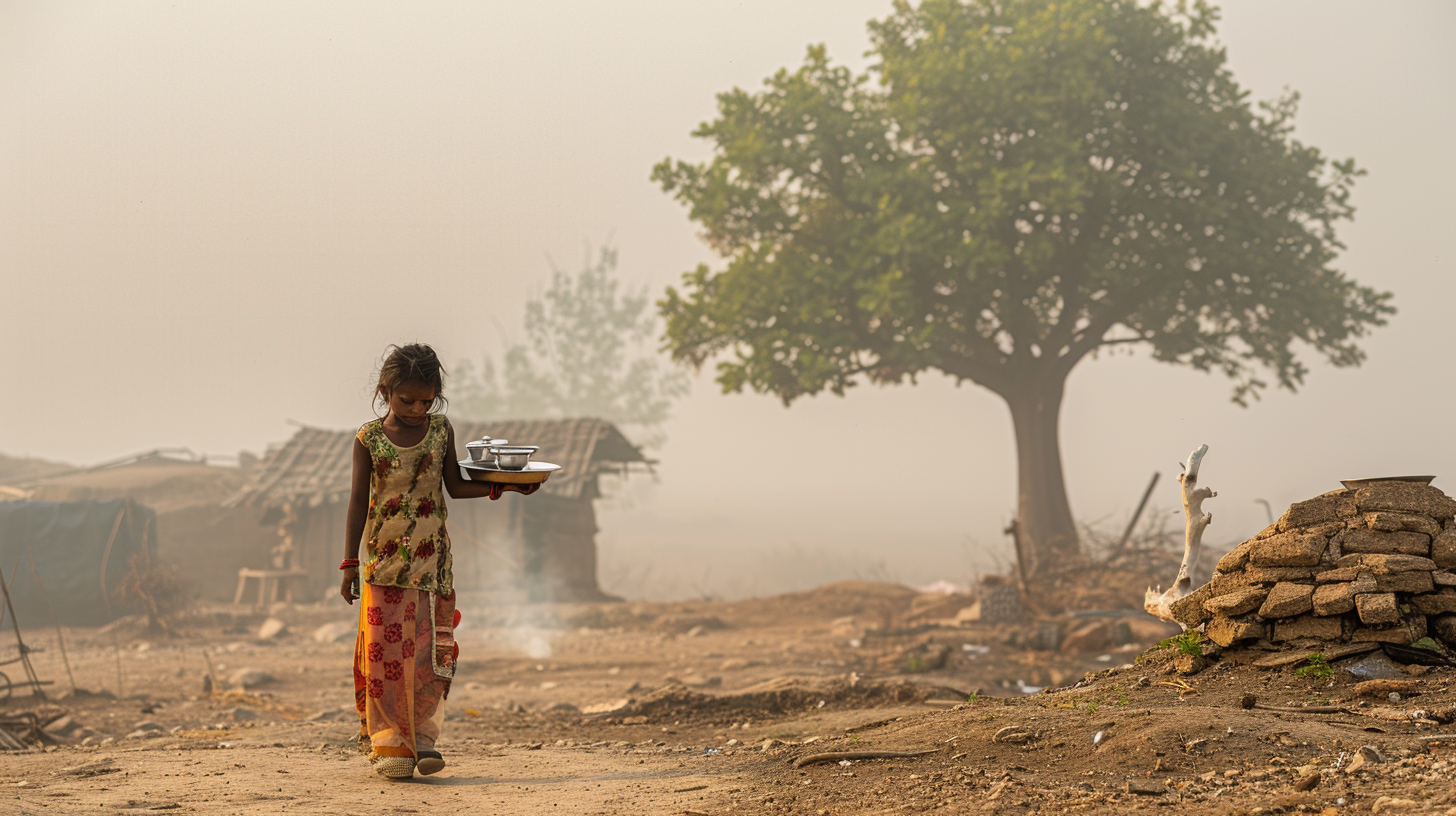 Young Indian girl with tea tray