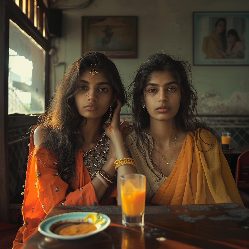 Indian girls having brunch in a restaurant