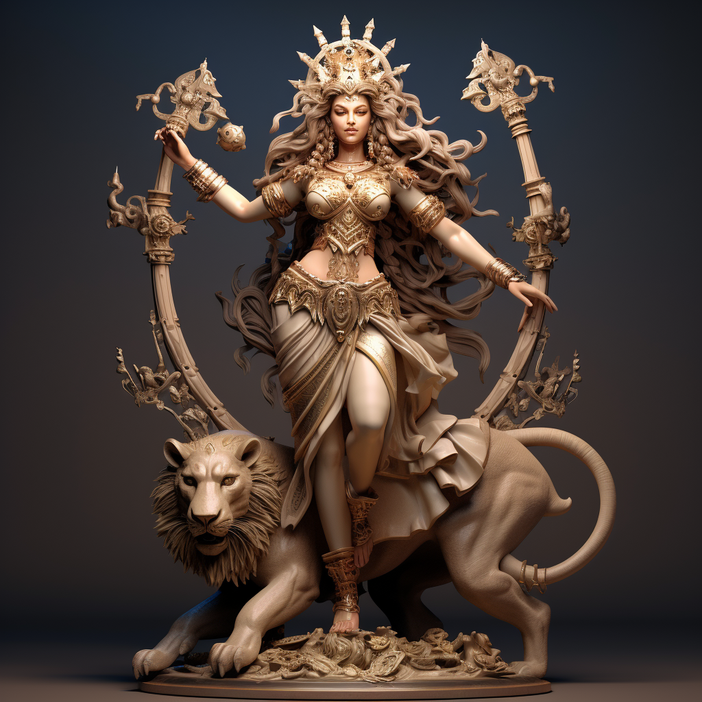 Realistic Indian Goddess Maa Durga Statue