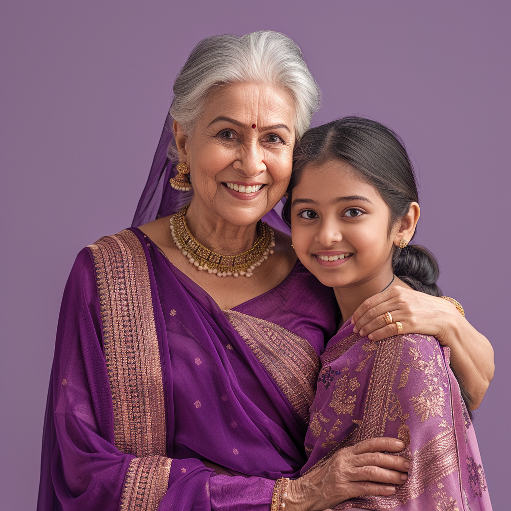 Three Generations Indian Family Portrait