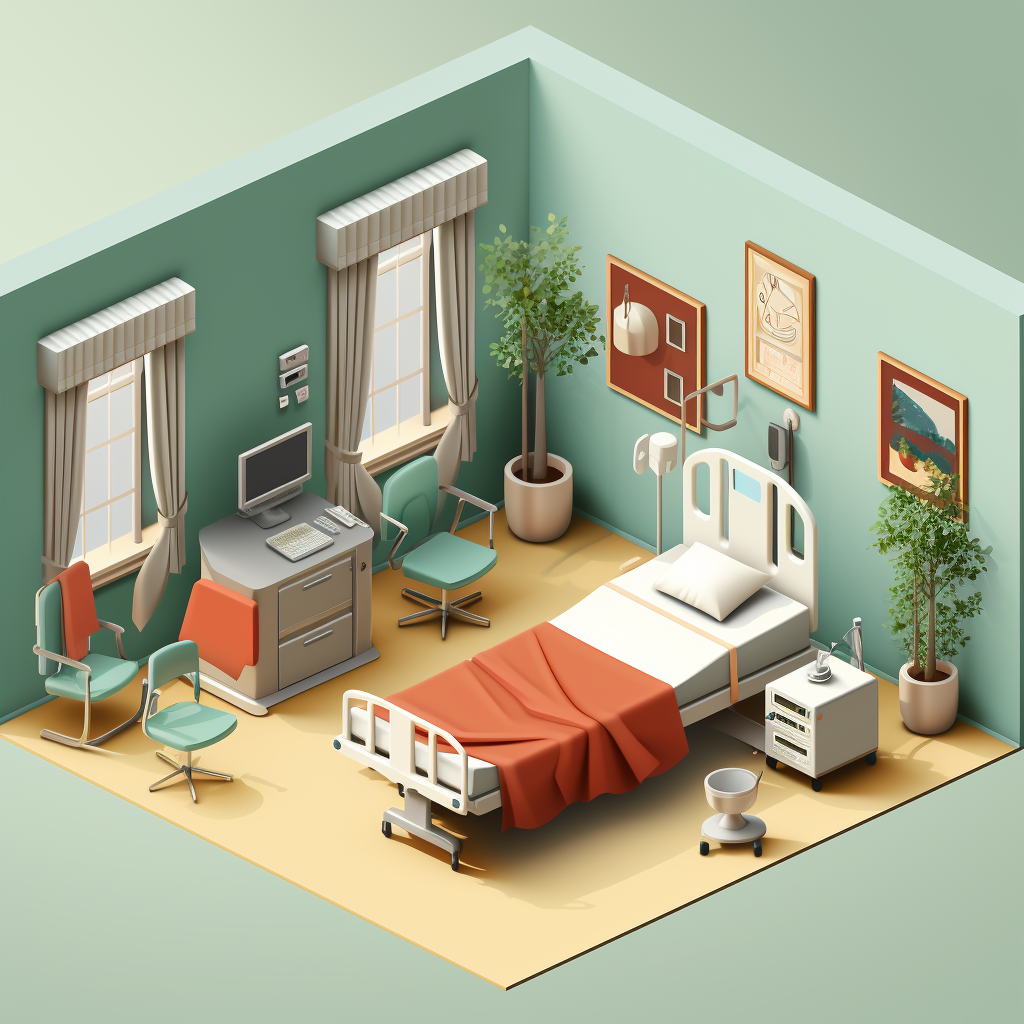 Indian hospital indoor background 3D vector