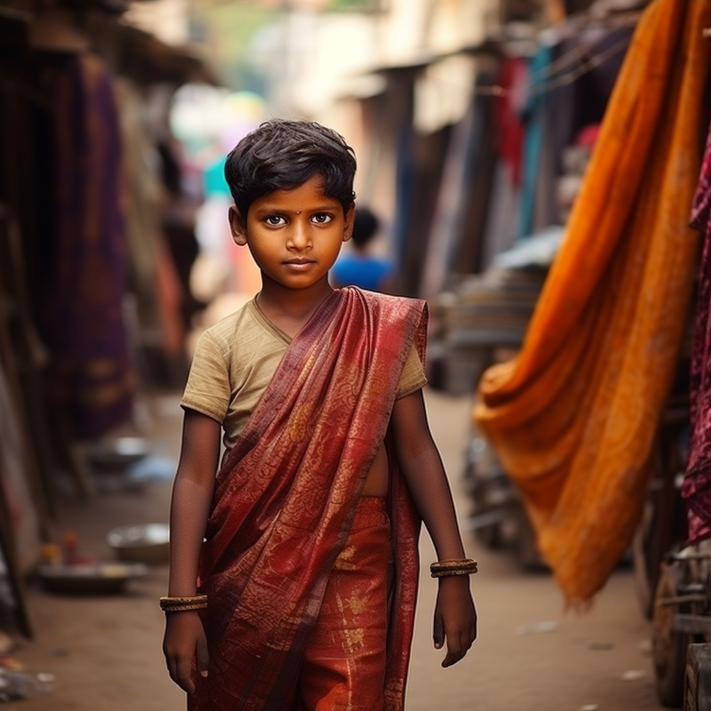 Indian kid attempting to wear a saree