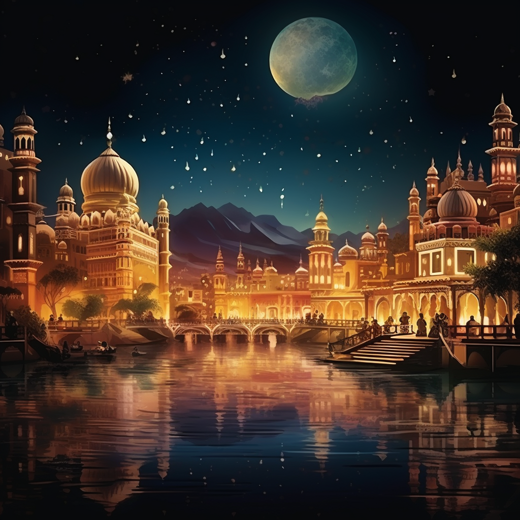 Cityscape of Indian luxury city at night