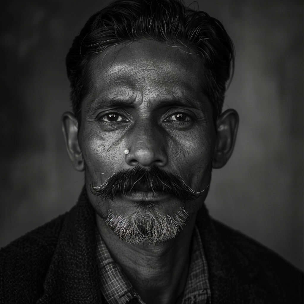 Indian man in professional black white photography