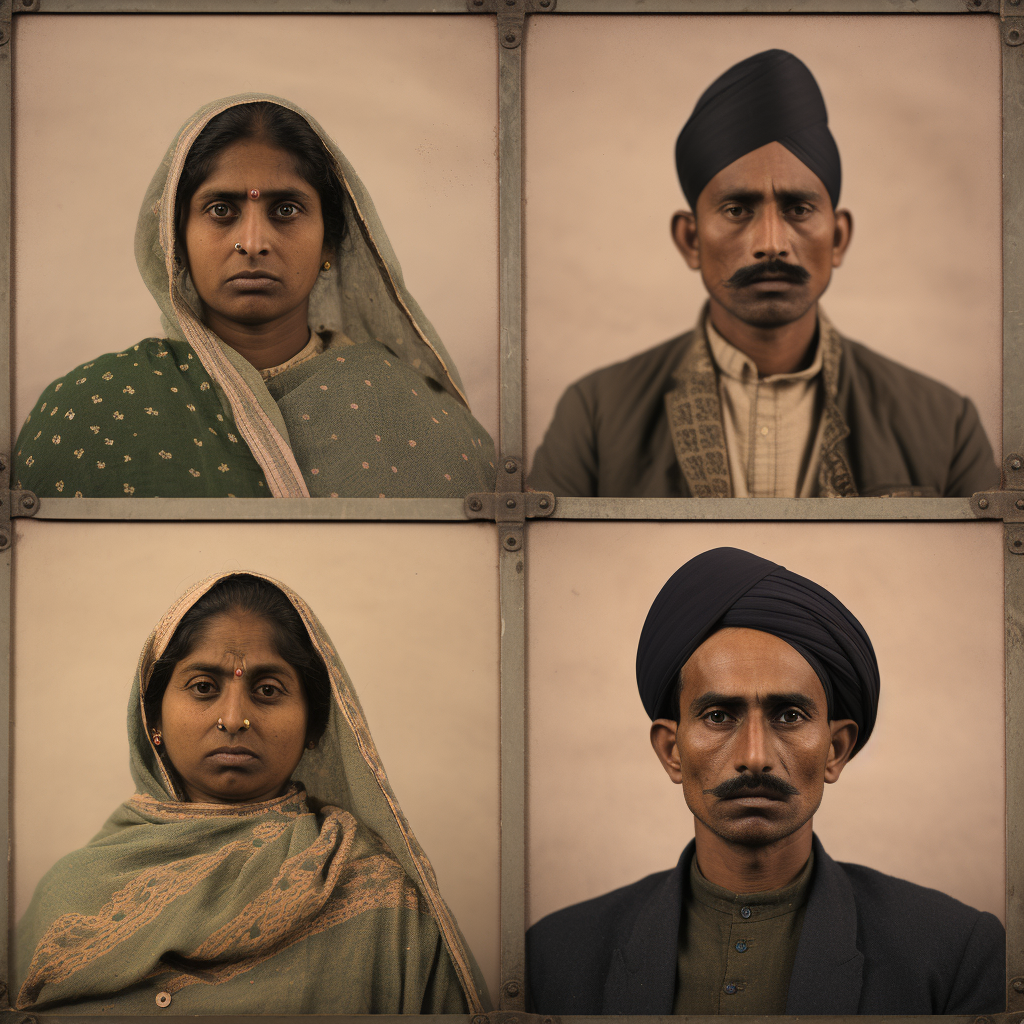 Indian men and women passport photos 1920s