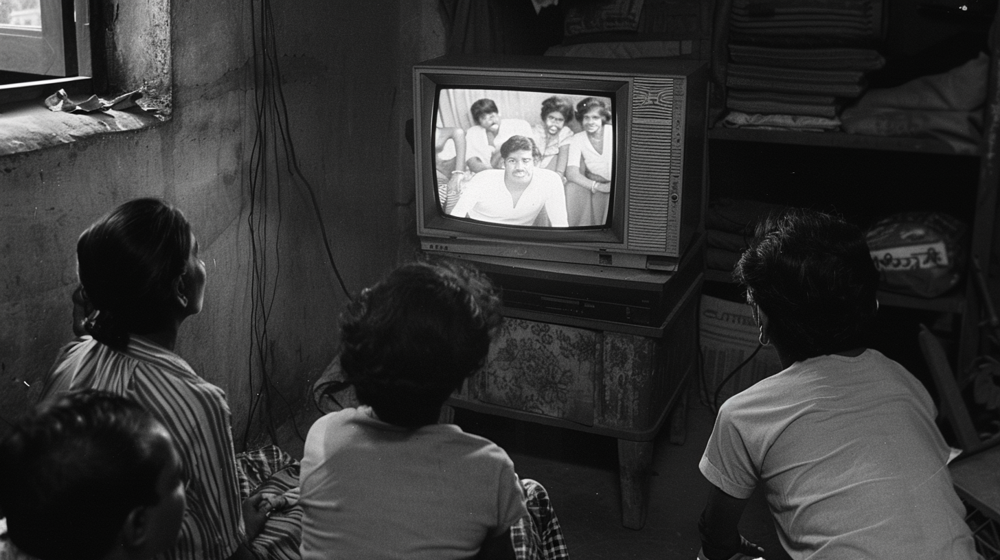 Indian people watching tv 1980