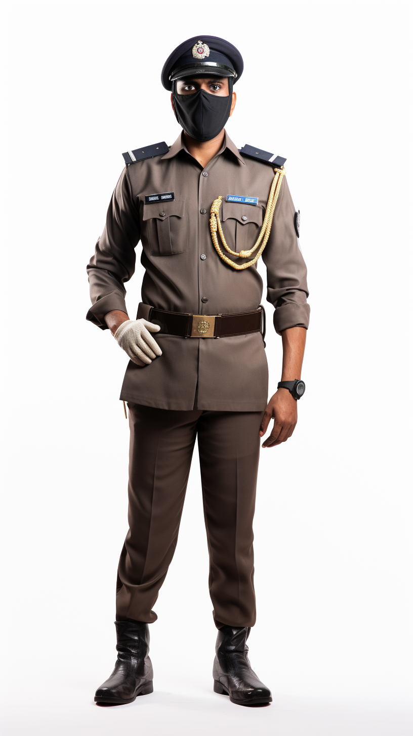 Indian police officer in mask