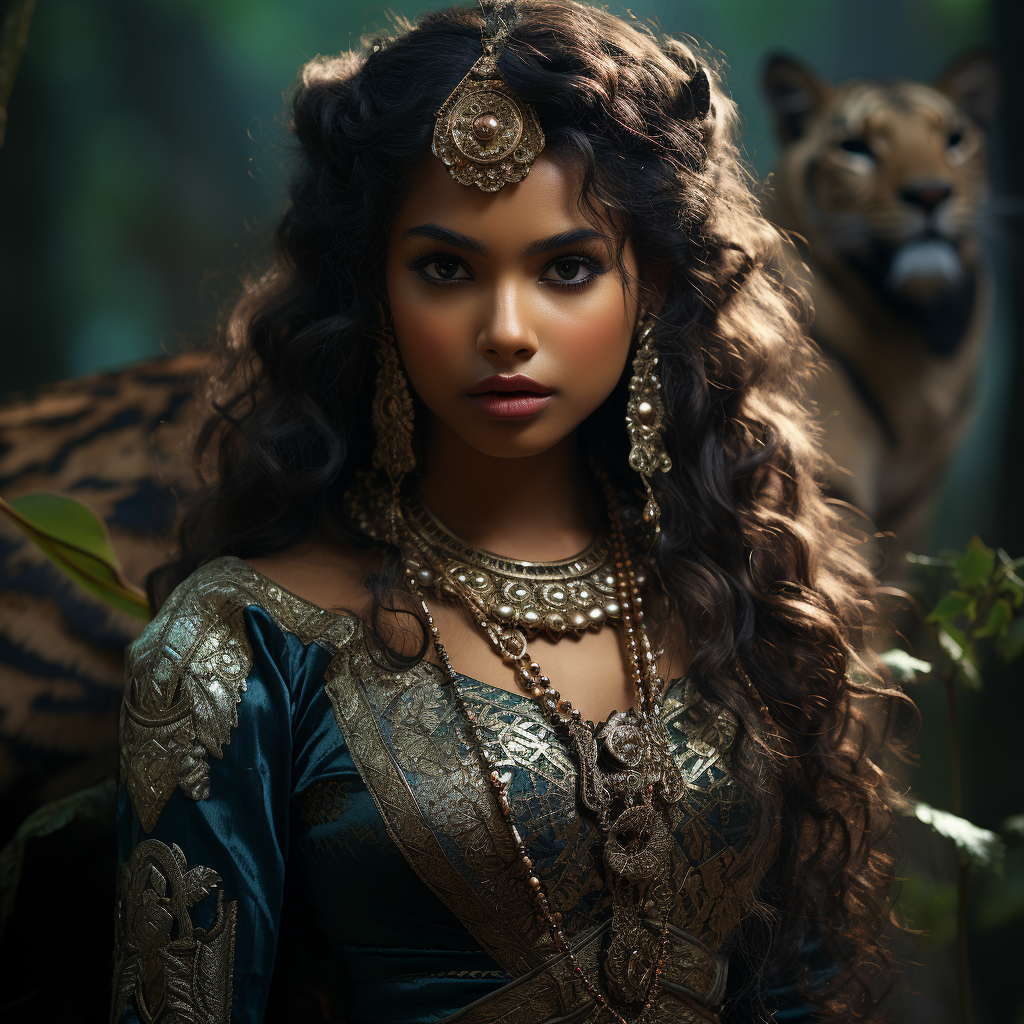 South Indian Princess in Dark Forest