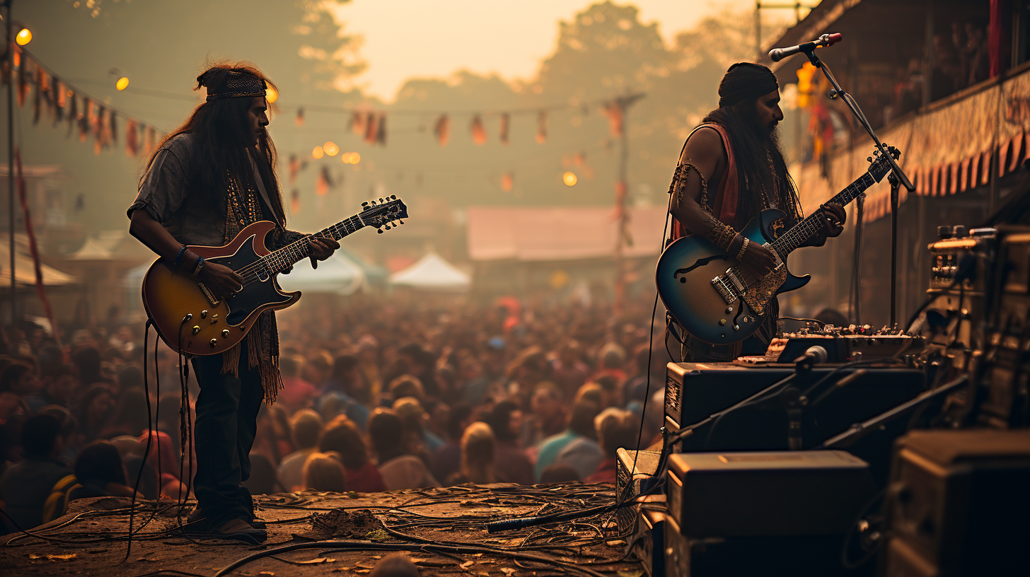 Indian rock concert with musicians on stage