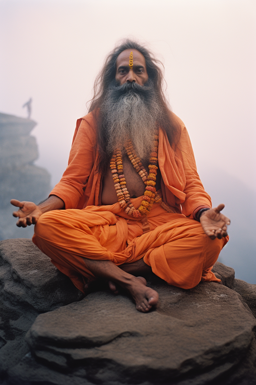 Indian Sadhu Yoga Mountain French Fog