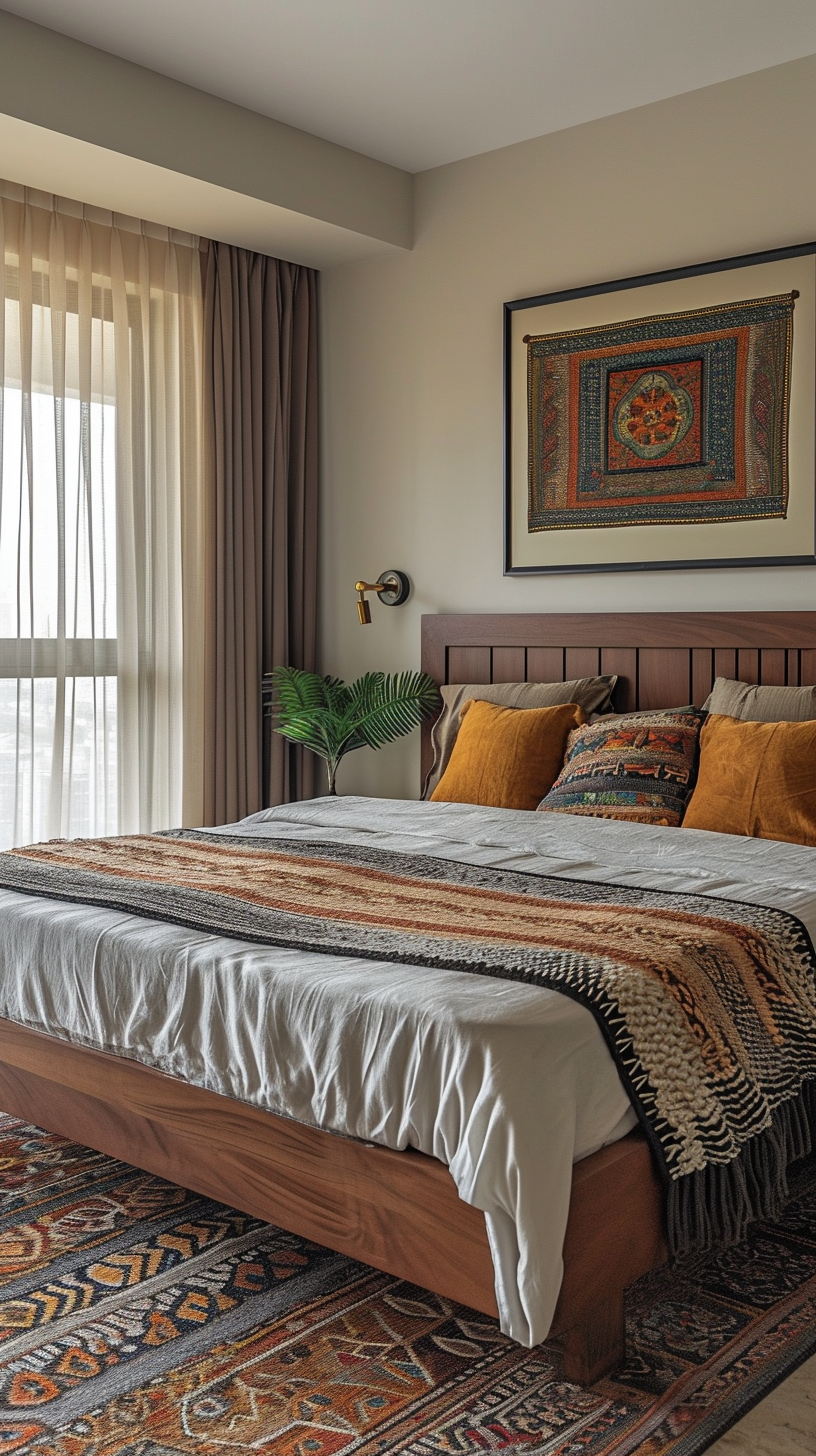 Indian style bedroom with rich warm tones