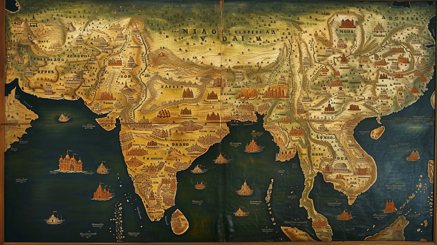 Indian Subcontinent Map Hindu Worship 1600s