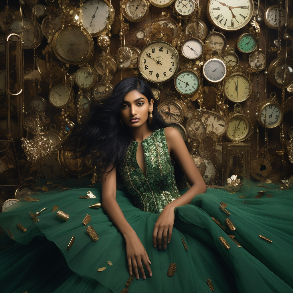 Indian supermodel Neelam Gill in Schiaparelli dress