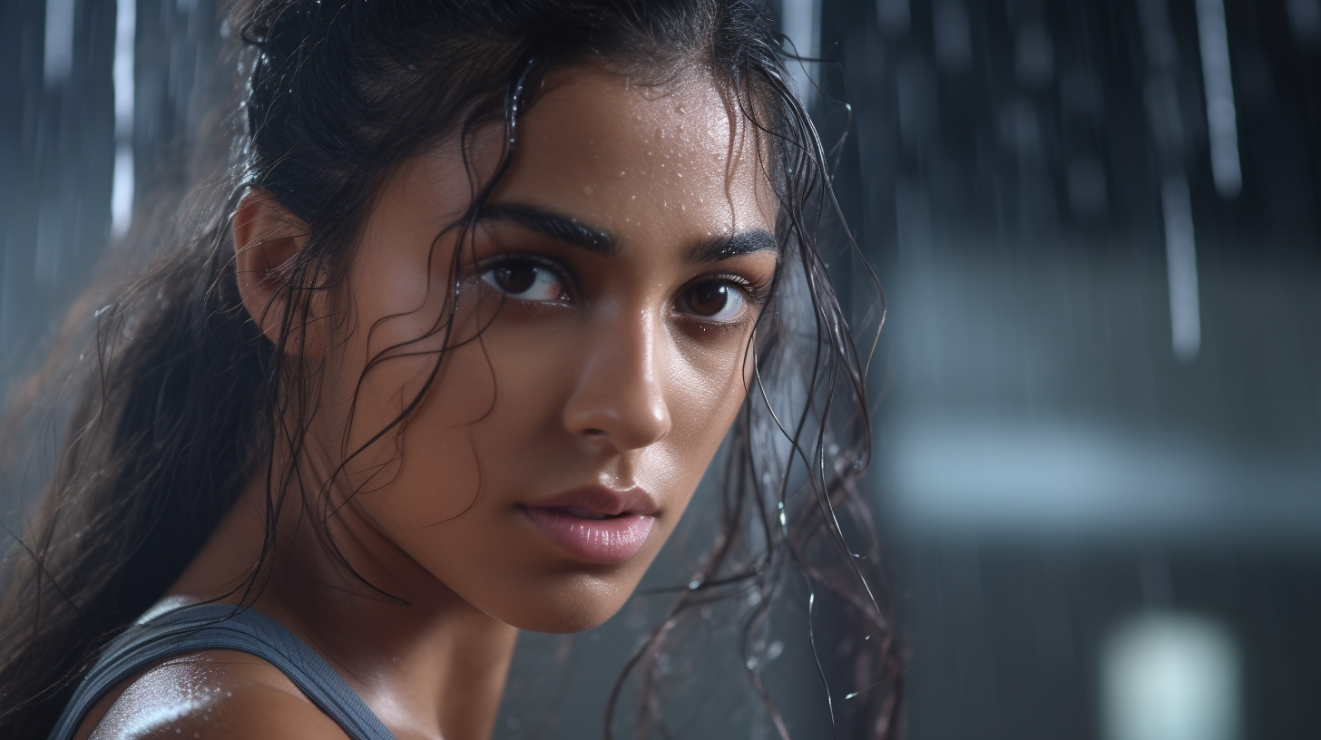 Indian teen girl sweating during gym workout