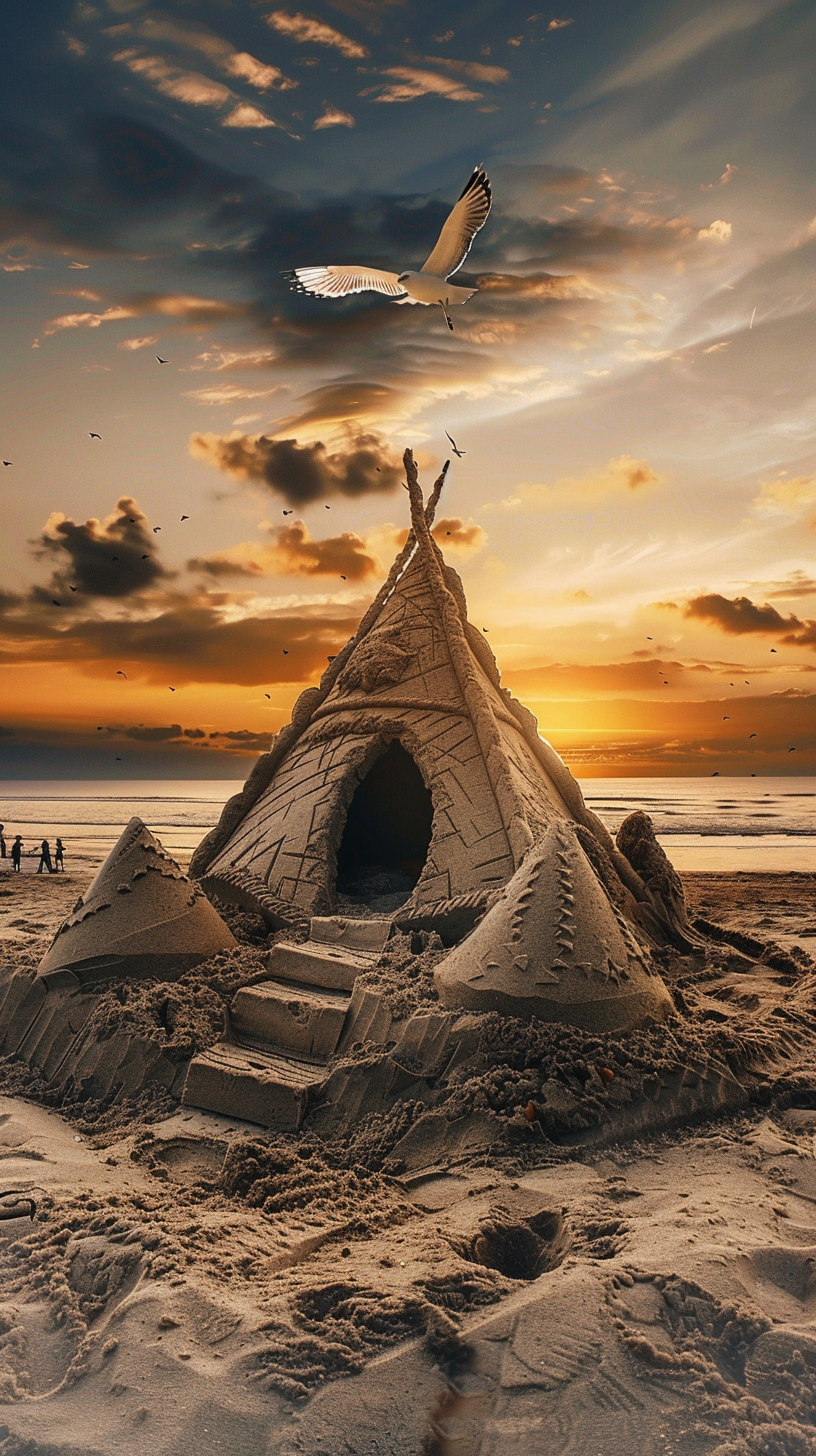 Sand Indian Tent Beach Sunset