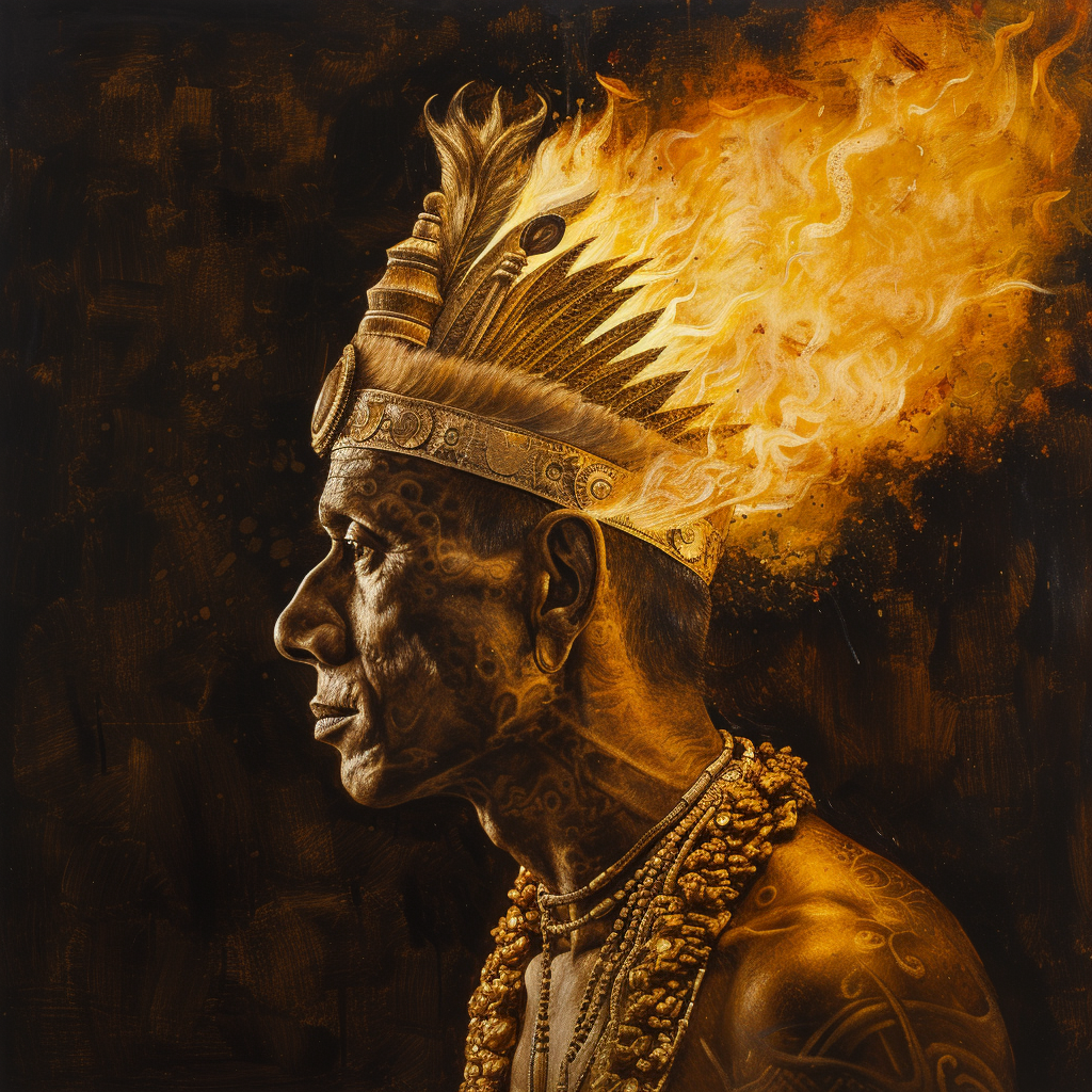 Indian tribal king with golden flame