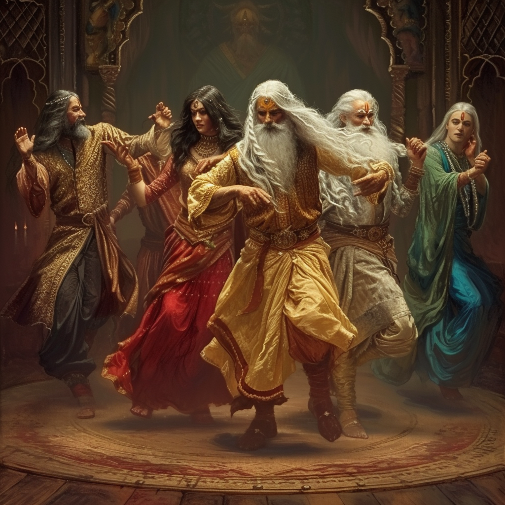 Indian Versions of King Aragorn, Arwen, Gandalf, Frodo, Sam, Merry, and Pippin Dancing