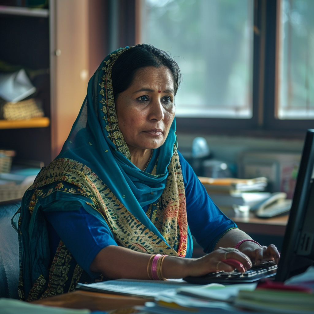 Indian working mother in office