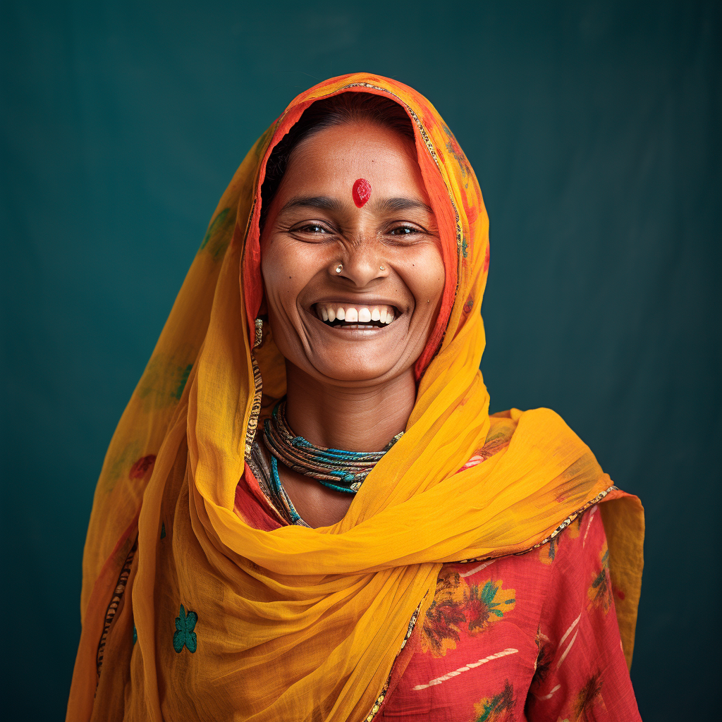 Smiling Indian woman in colorful attire