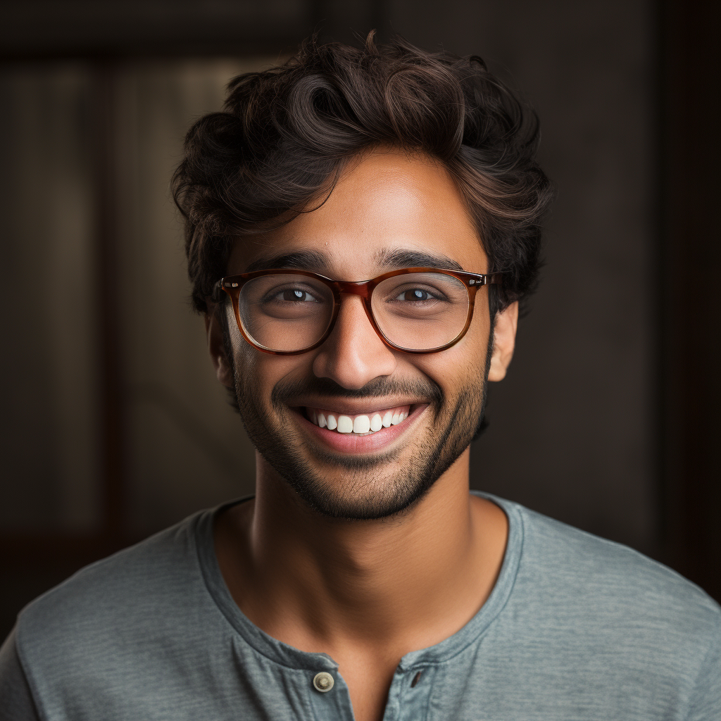 Smiling headshot of 32-year-old Indian male