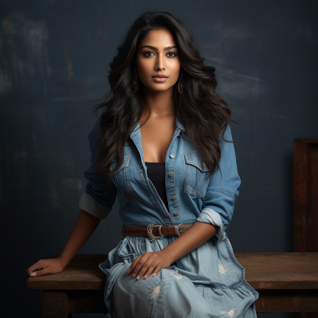 Fashionable Indian women in 30s wearing denim