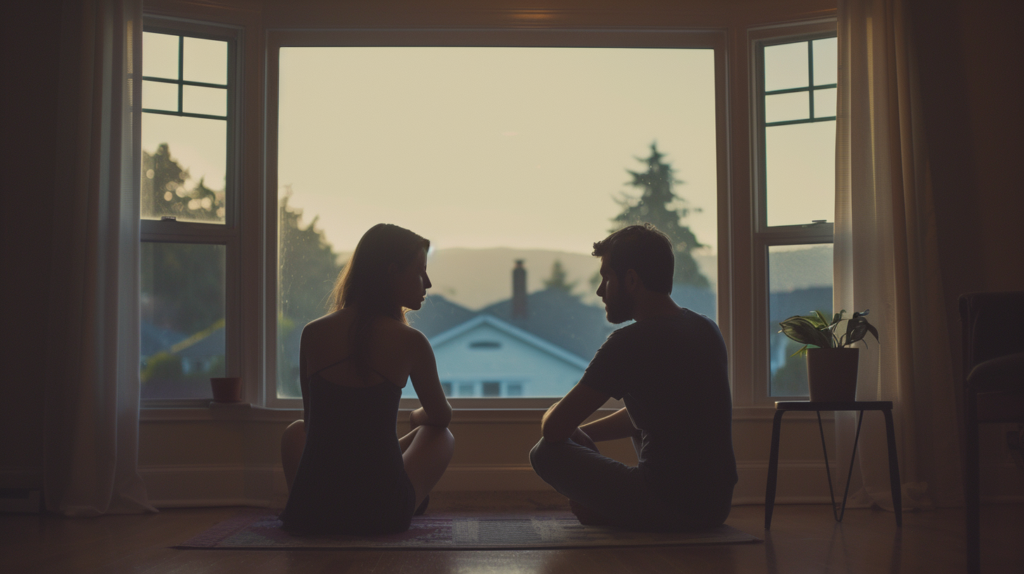 Divorced Couple Sitting Far Apart