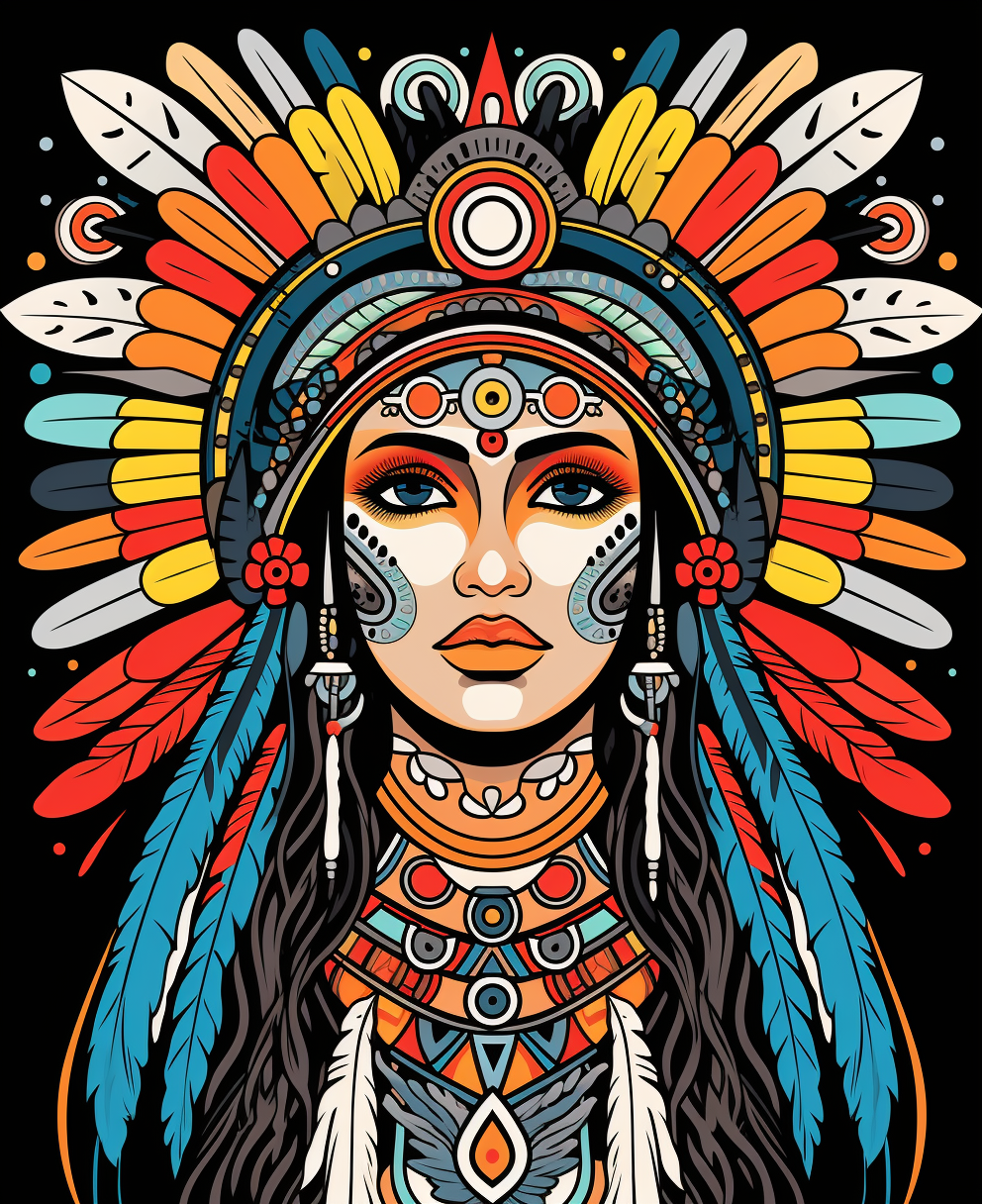 Indigenous Native Goddess Cartoon