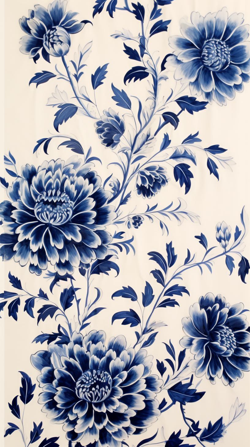 Indigo bloom on cream background