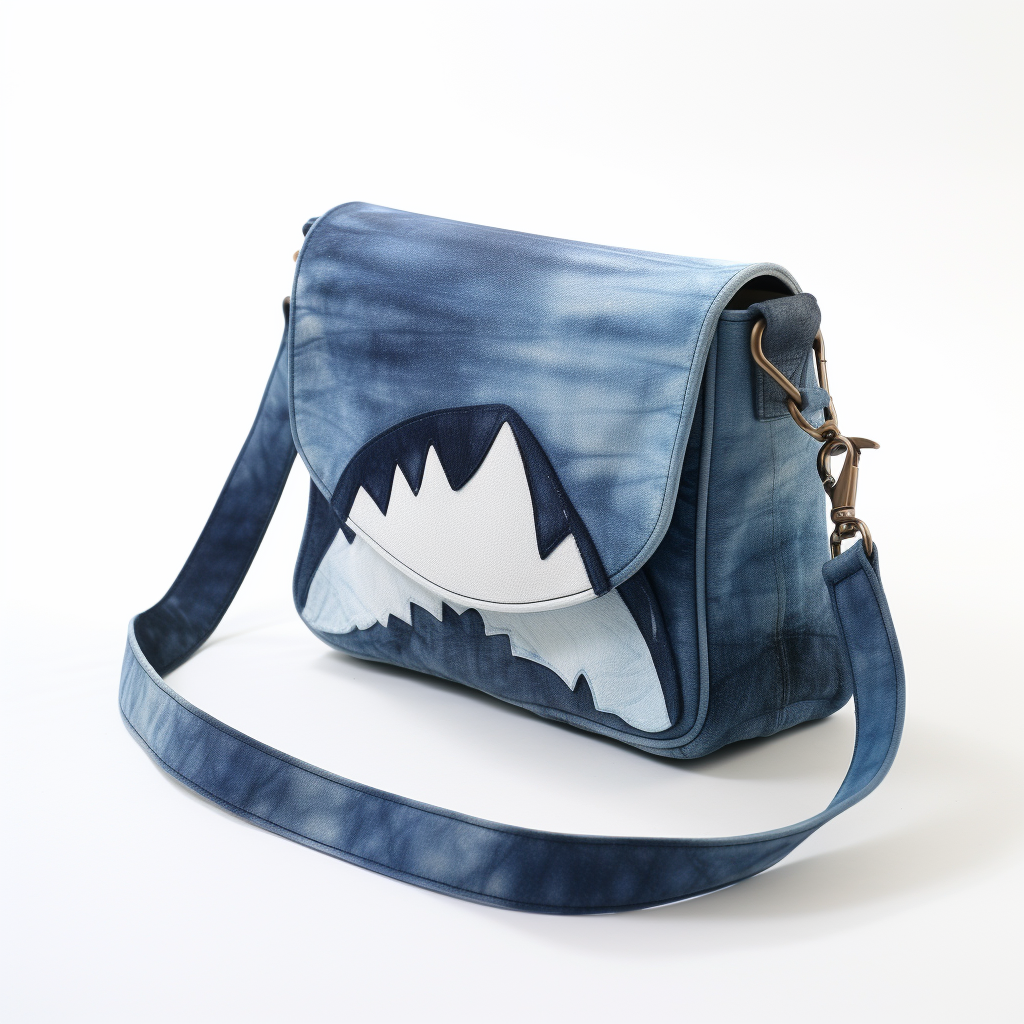 Indigo Tie Dye Shoulder Bag Black Leather