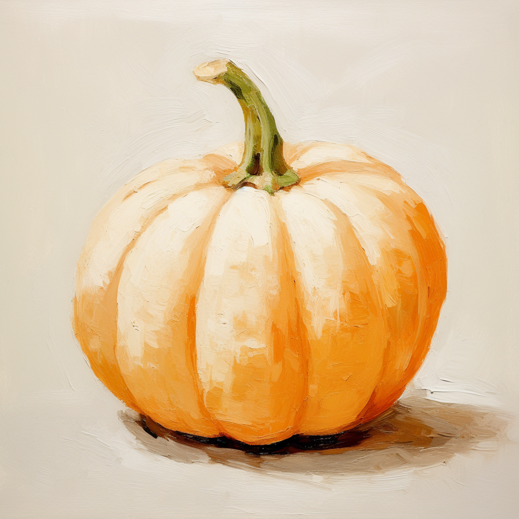 Artistically Painted Pumpkin on Beige Background