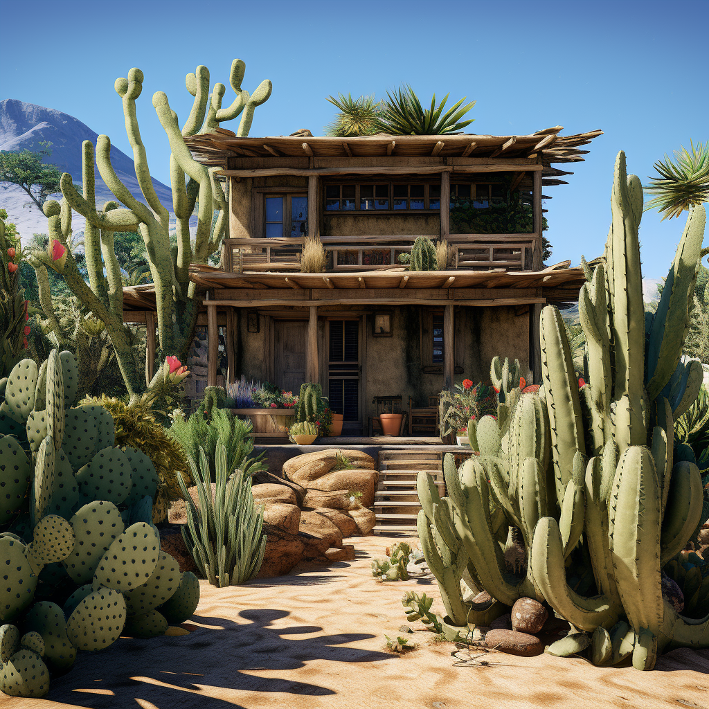 New Indonesian Batak Toba House with cacti