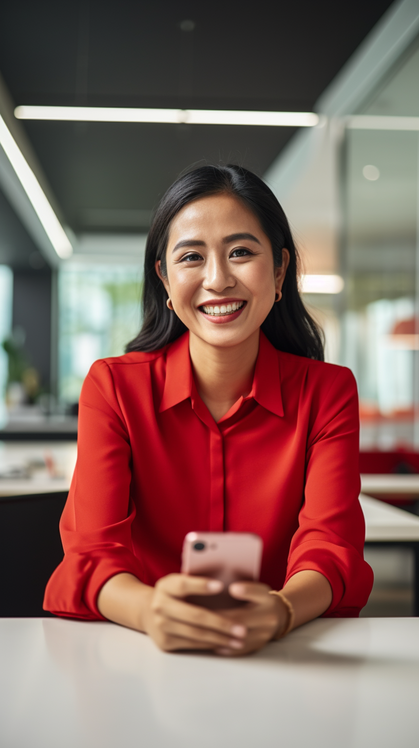 Indonesian business woman smiling at camera