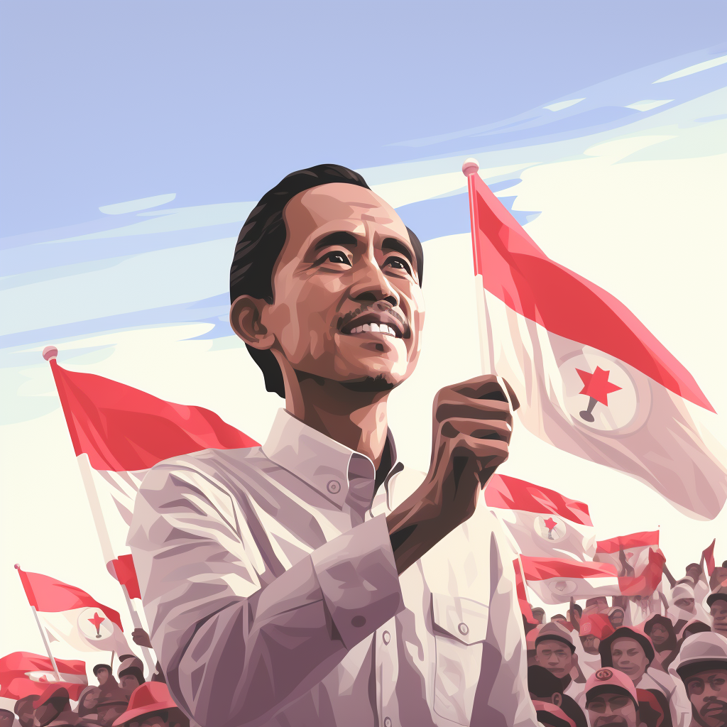 Illustration of Mr Joko Widodo, Indonesian President with People