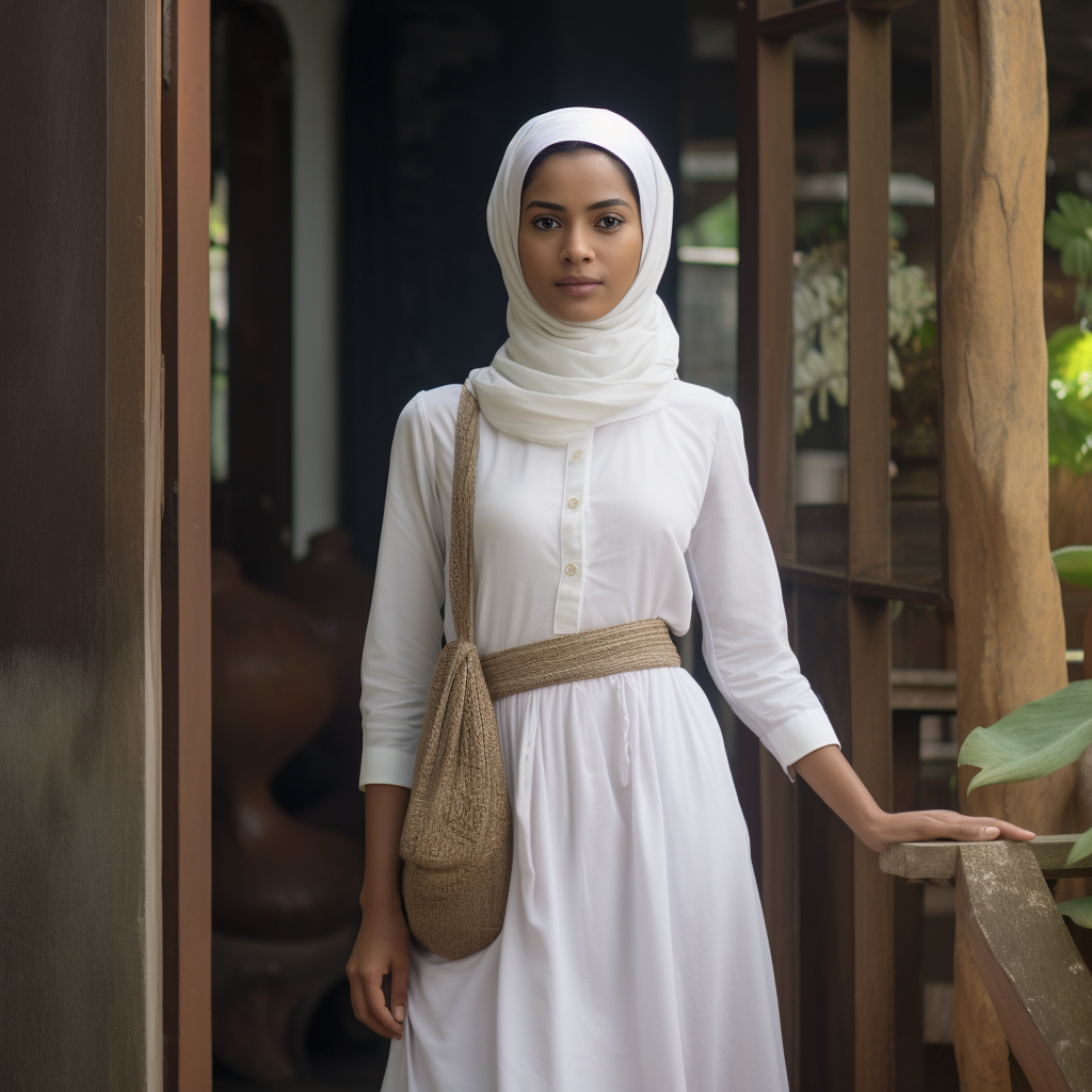 Indonesian woman in white dress