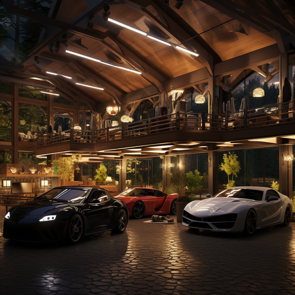 Indoor Garage for Chalet with Lights