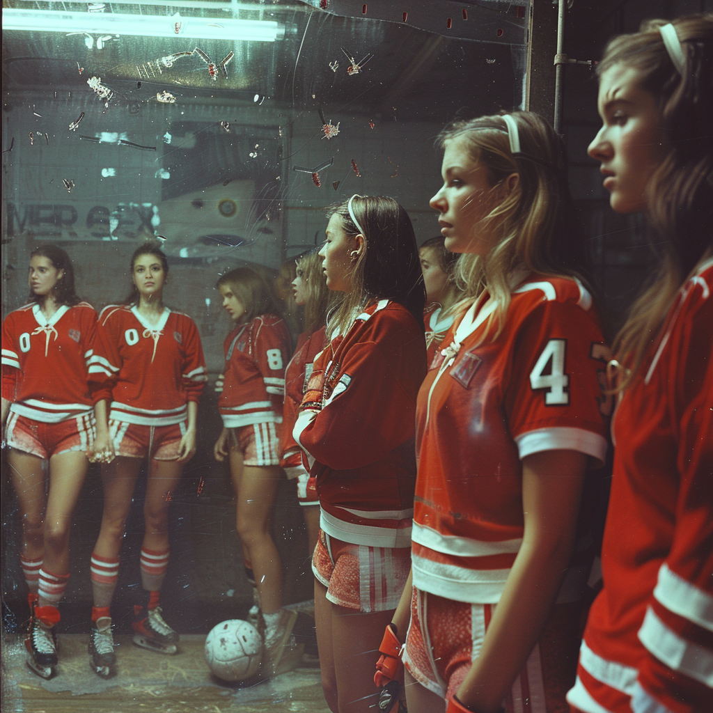 Girls partying in soccer cantine