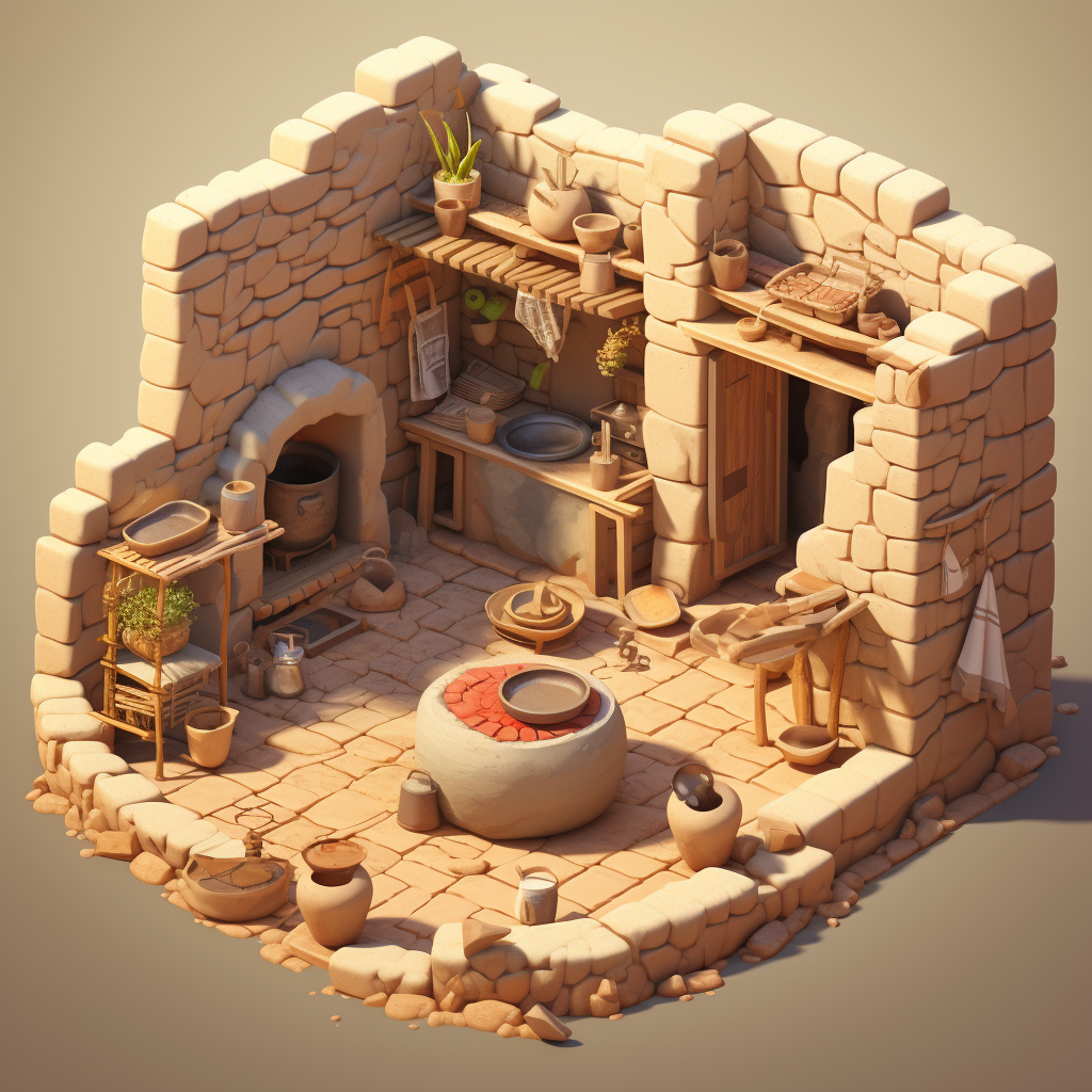 Ancient stone oven and mortar and pestle