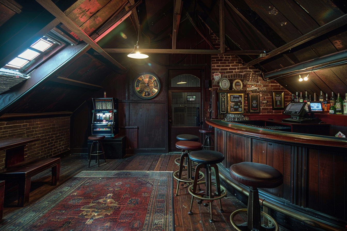 Antique slot machine in speakeasy