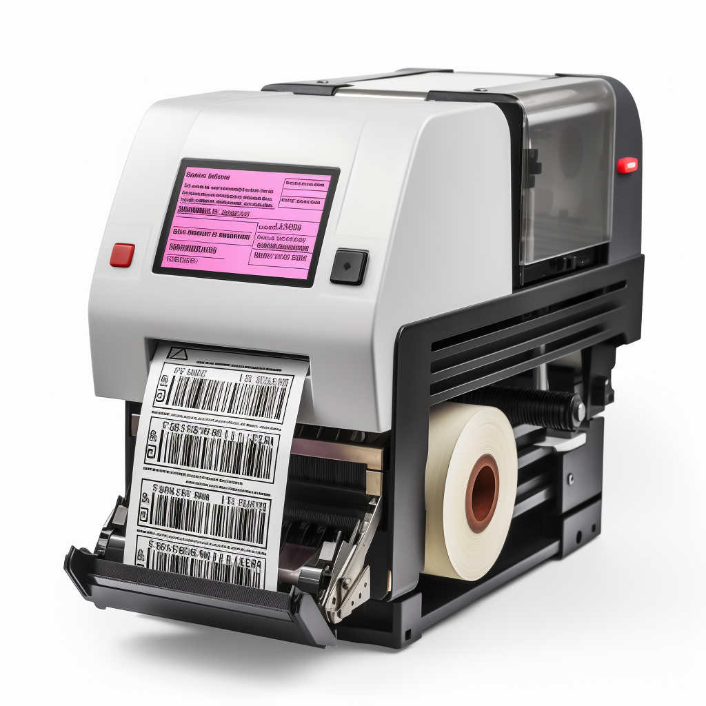 Industrial barcode label printer producing multiple labels