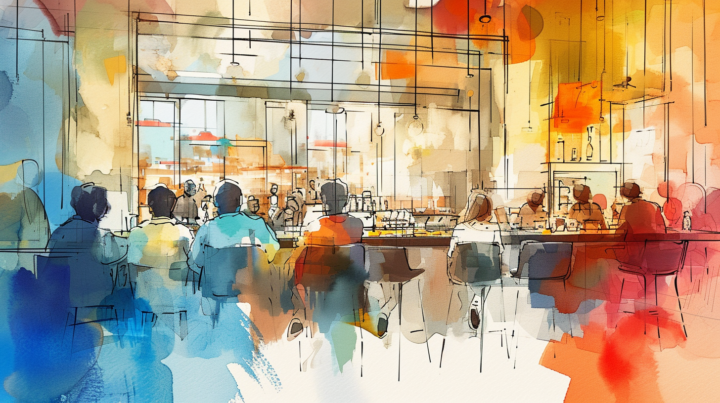 Abstract Watercolor Family Restaurant Concept