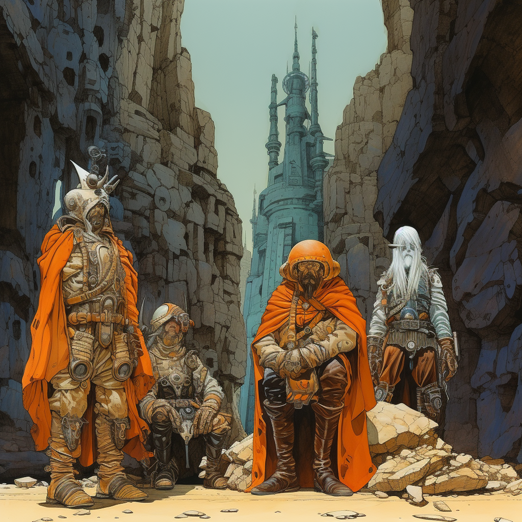 Industrial Fantasy Dungeon Heroes Moebius Style