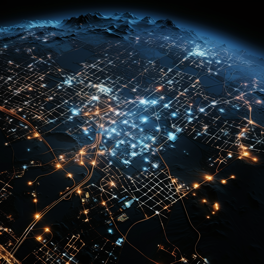 Satellite View of Industrial Site Lights