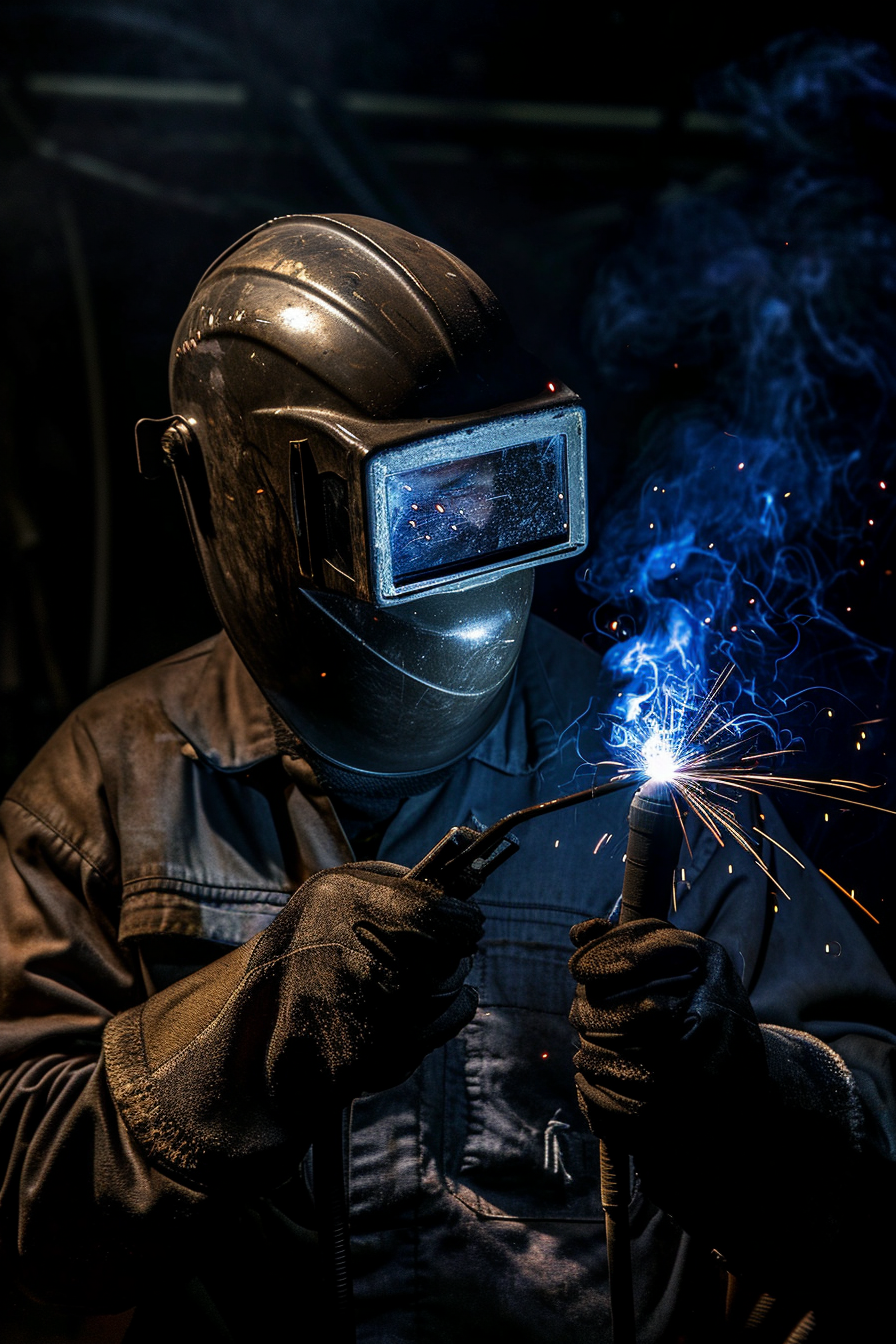 Industrial Welder with Torch Closeup