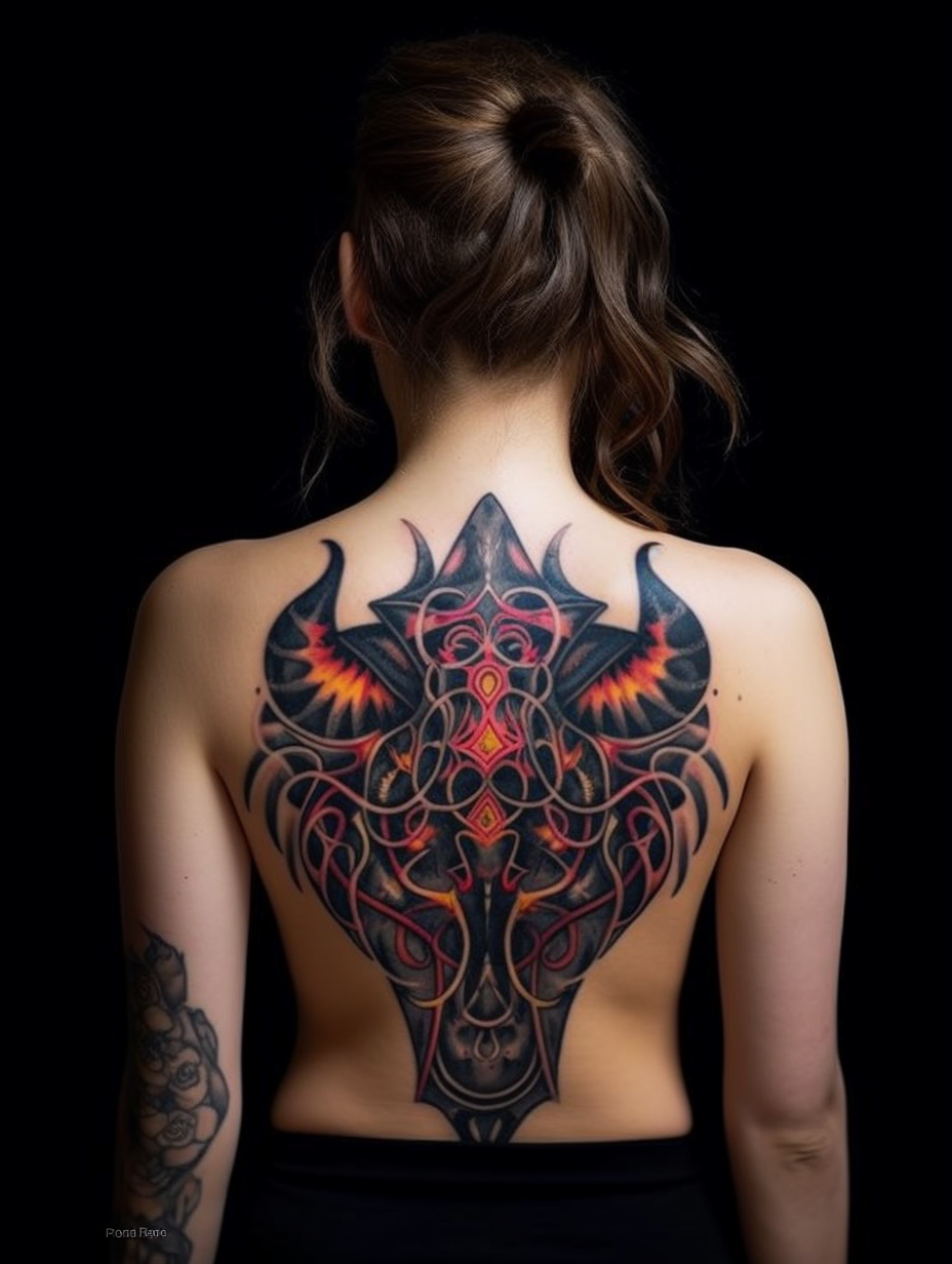 Infernal punk zodiac bull tattoo design