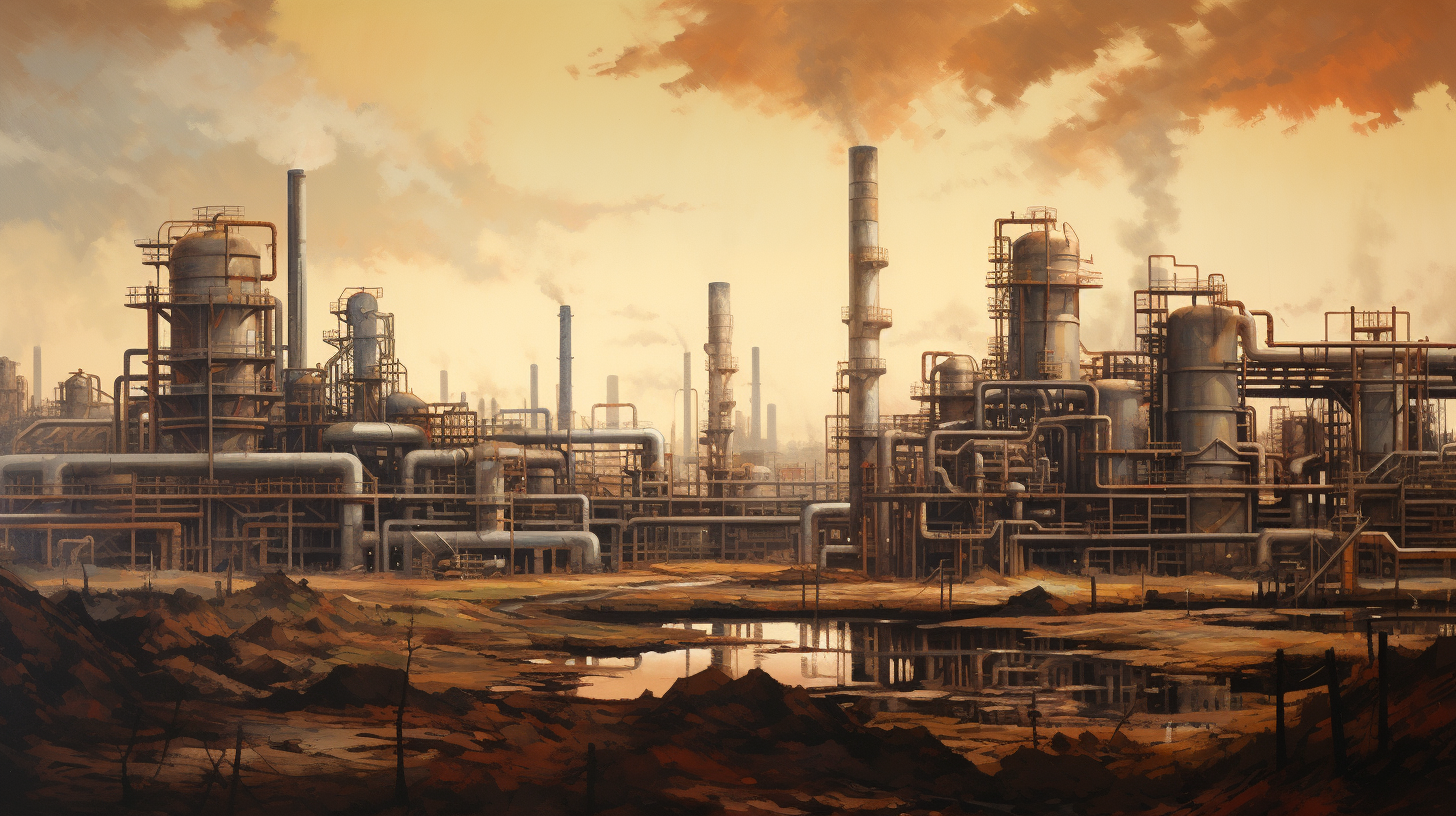 Industrial complex skyline view painting