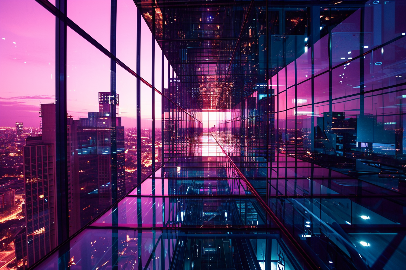 Infinite Mirrors of Cyber City Skyline