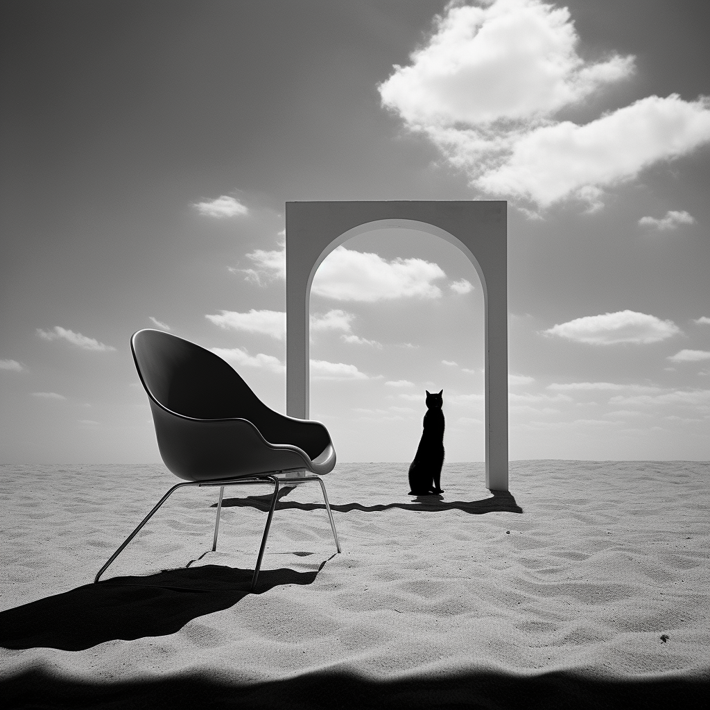 Suspended stone on beach with sharp perspective