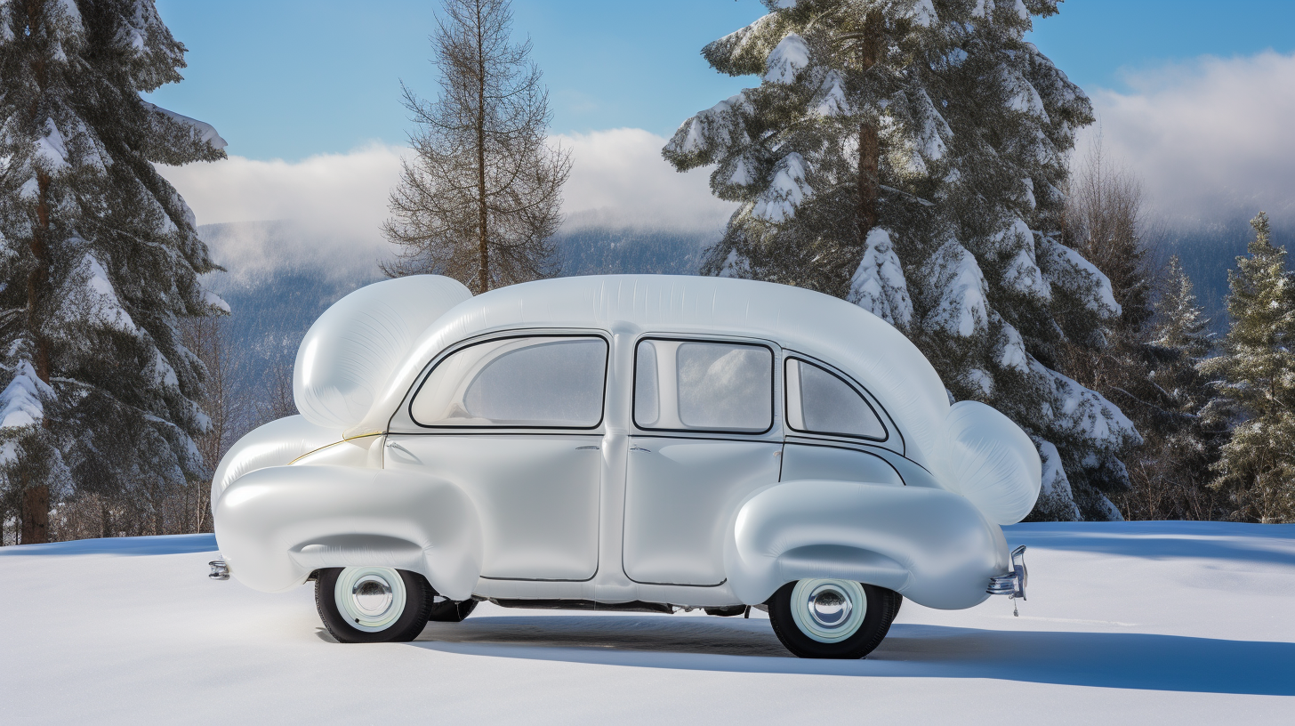 Inflatable Car Balloon in Snowy Setting