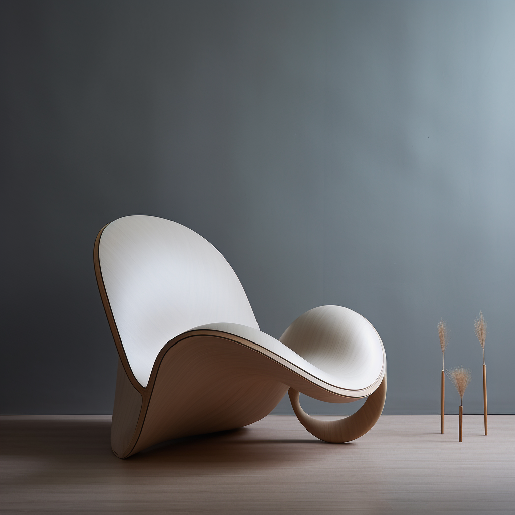 Chic inflated plywood chair in plain grey