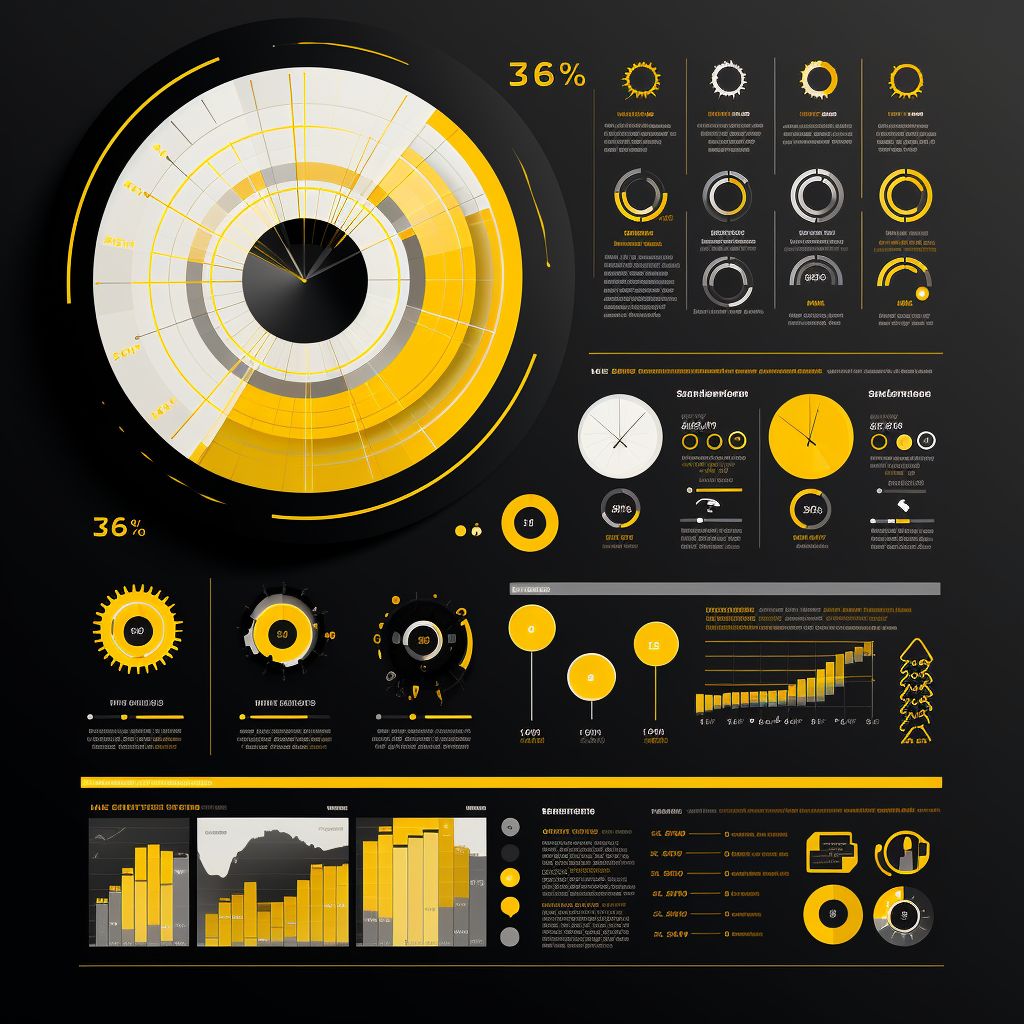 Infograph illustrating 84 16 split on black background